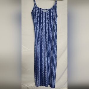 No Boundaries Navy and White Striped Maxi Dress